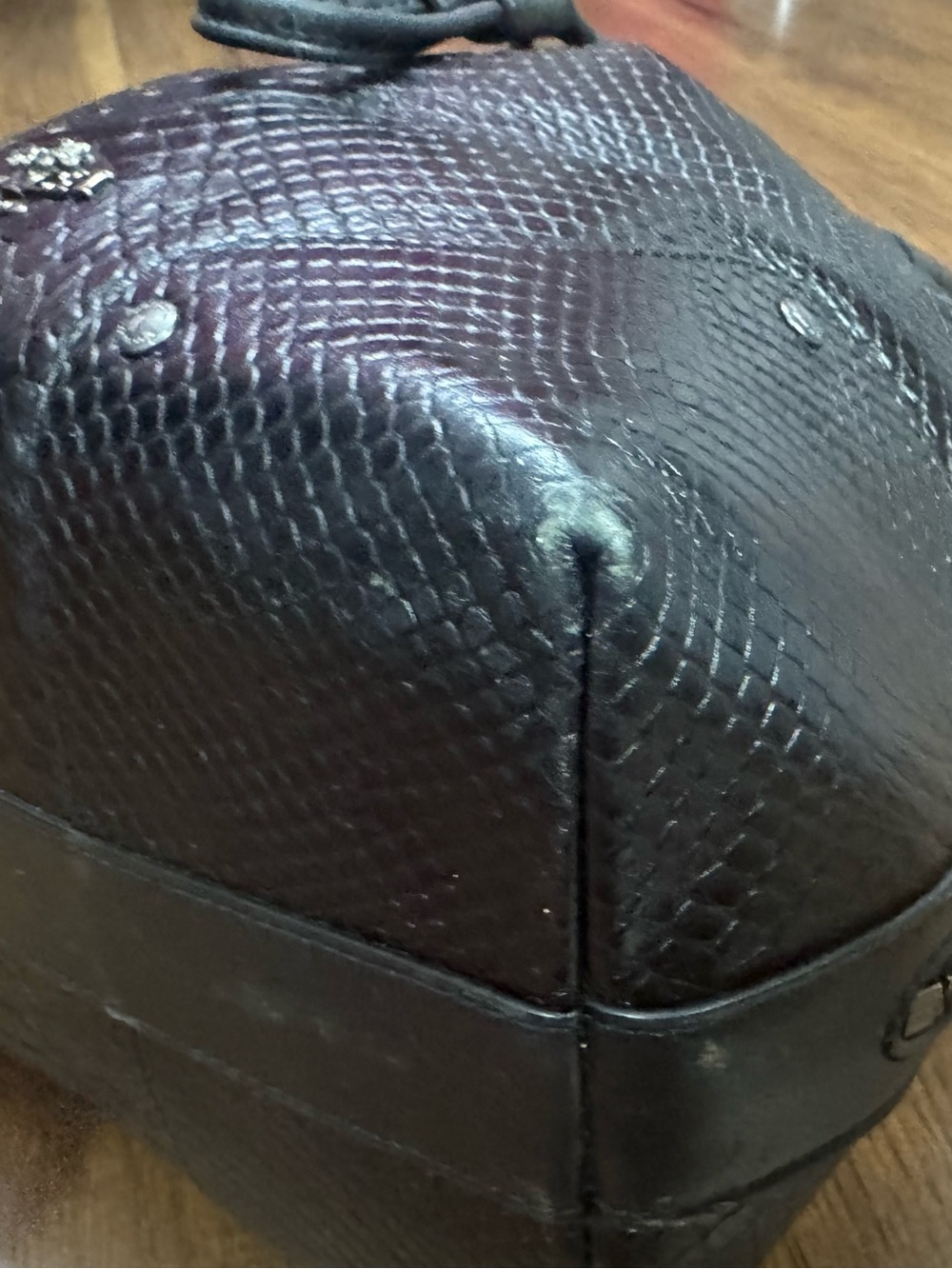 Coach F35928 Black Python Embossed Leather Drawstring Bucket Bag - Picture 12 of 16